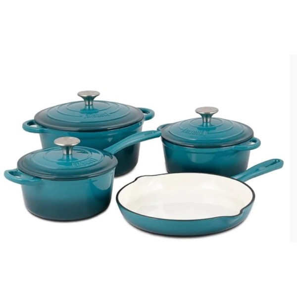 OSFE Cast Iron Cookware Set of 7pcs, Blue - OSFE-115