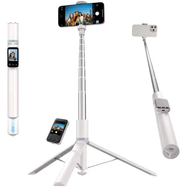 Telesin 68''(1.7m) Projection Tripod & Selfie Stick, White - P1-CSS-02