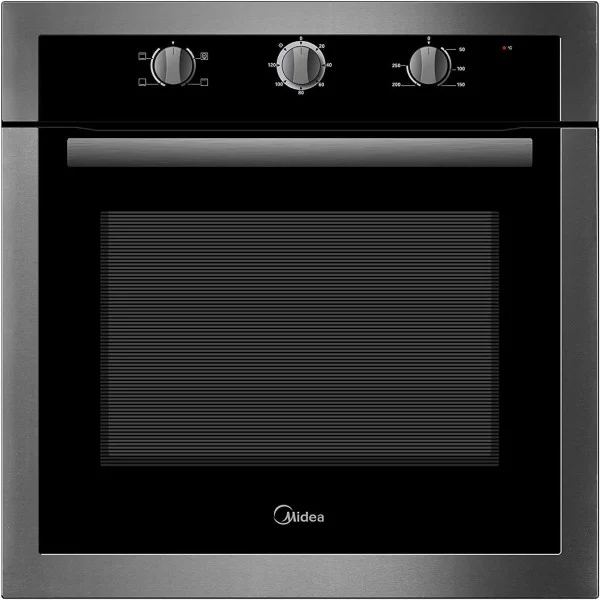 Midea 60cm Built in Electric Oven, Silver-Black - 65CME10104