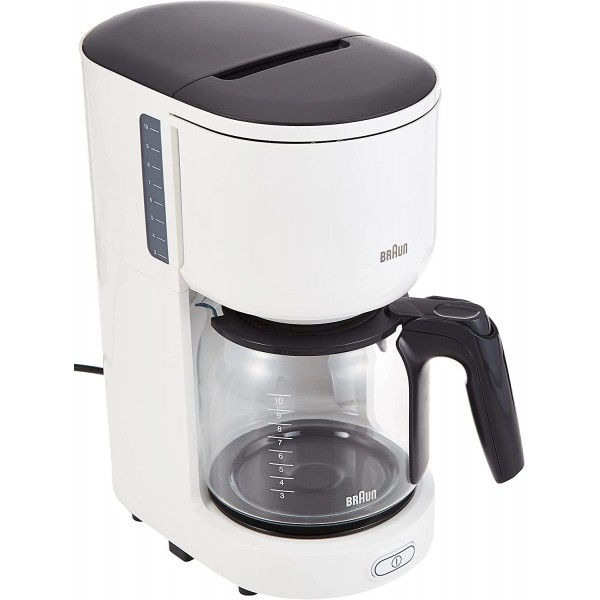 Braun 1000Watts, Coffee Maker 10 Cups, White - KF3100WH-CM