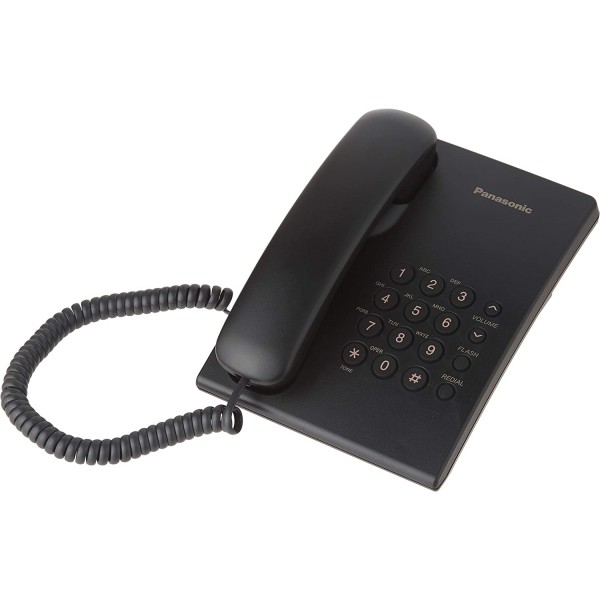 Panasonic Corded Single Line Telephone Set, Black - KX-TS500FXB