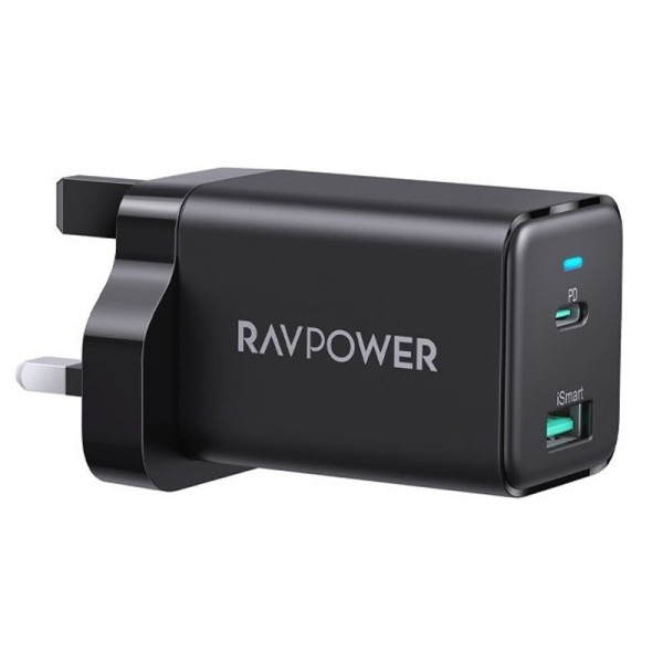 RAVPOWER PD 45W2-Port Wall Charger, Black