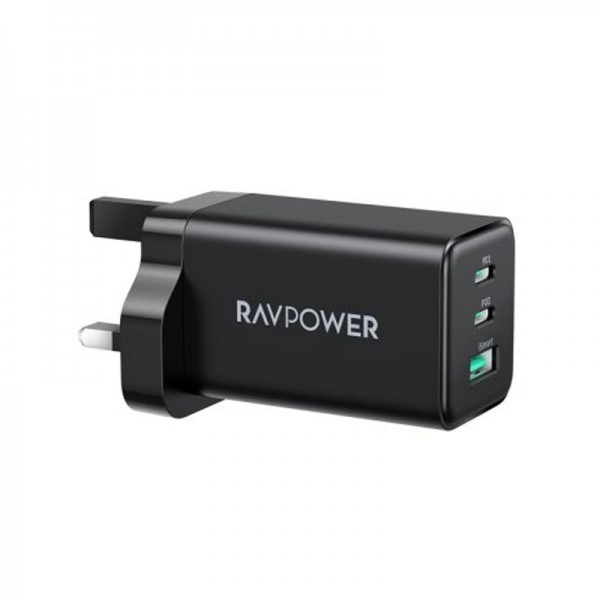 RAVPOWER PD 65W 3-Port Wall Charger, Black