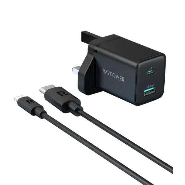 RAVPOWER 2-in-1 20W USB Charger Combo Offline, Black