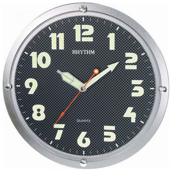 Rhythm Quartz Black Dial Wall Clock - CMG429NR19