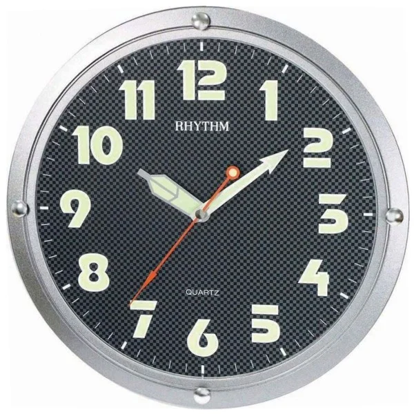 Rhythm Quartz Black Dial Wall Clock - CMG429NR19