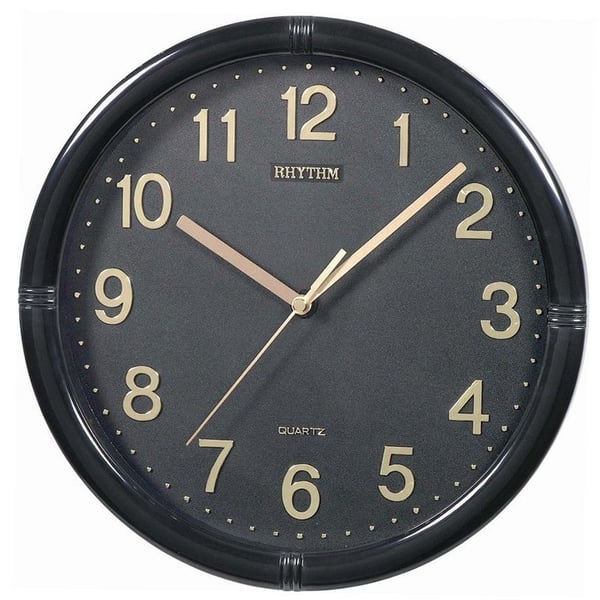 Rhythm Black Dial Wall Clock - CMG434NR02