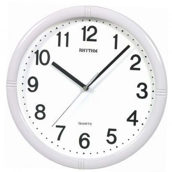 Rhythm White Dial Wall Clock - CMG434NR03