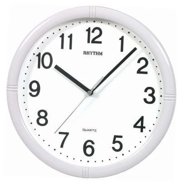 Rhythm White Dial Wall Clock - CMG434NR03