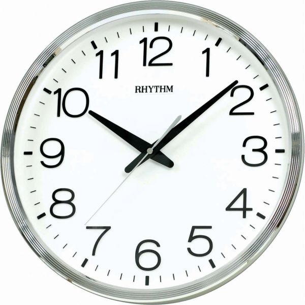 Rhythm Round White Dial Wall Clock - CMG494BR19