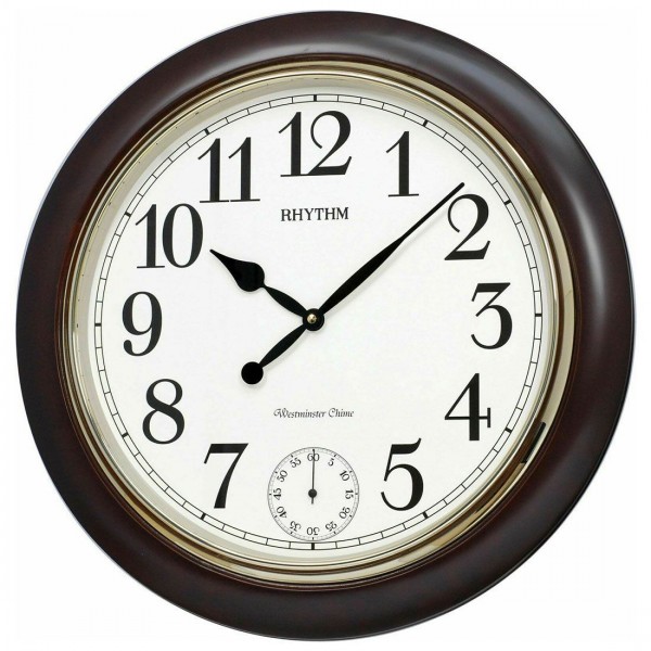 Rhythm Westminster Round Wooden Wall Clock - CMH755NR06