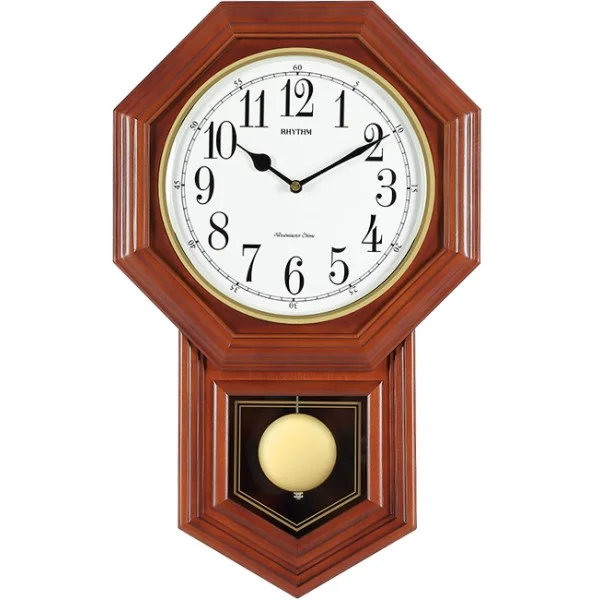 Rhythm Analog Wooden Pendulum Wall Clock - CMJ501FR06