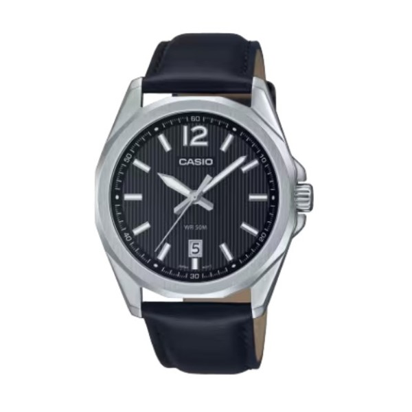 Casio Black Dial Leather Band Analog Watch for Men - MTP-E725L-1AVDF