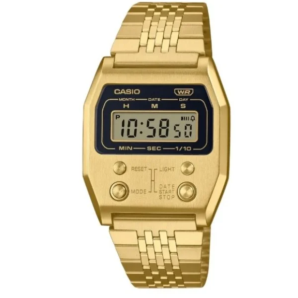 Casio Digital Dial Gold Stainless Steel Unisex Watch - A1100G-5DF