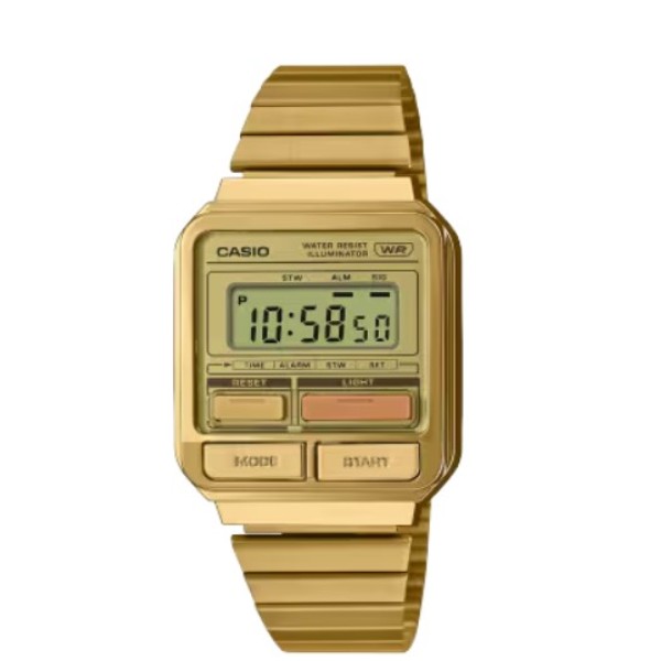 Casio Vintage Stainless Steel Gold Digital Watch for Unisex - A120WEG-9ADF