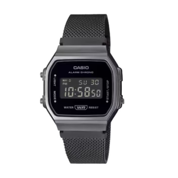 Casio Black Stainless Steel Mesh Band Digital Watch for Unisex - A168WEMB-1BDF