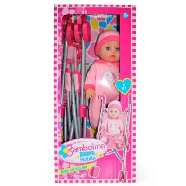 Bambolina Buggy Set With 36cm Doll - BD1885SUP