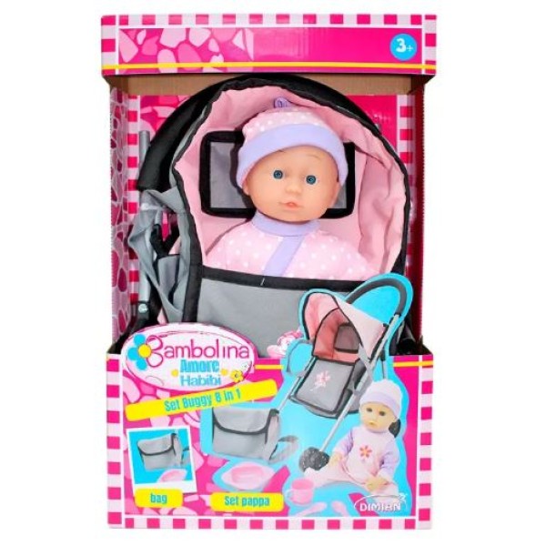 Bambolina Set Buggy 8 in 1 With Doll - BD2118SUP