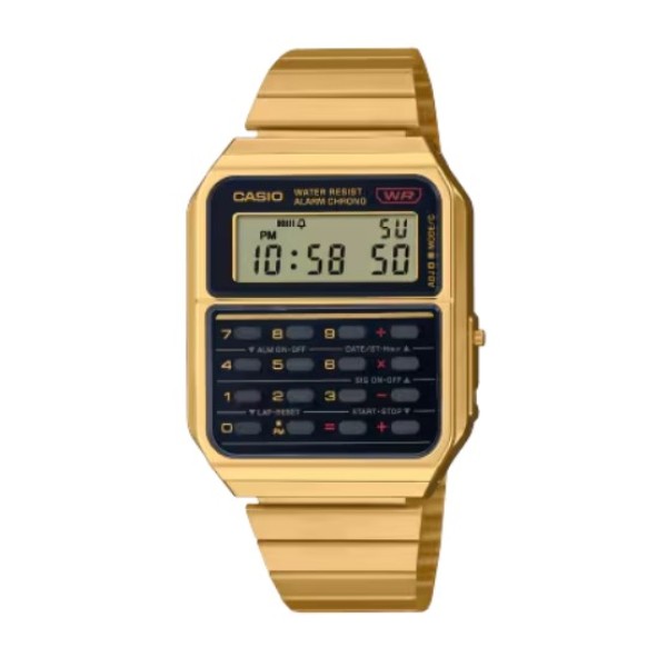 Casio Vintage Calculator Gold Strap Stainless Steel Digital Watch for Men - CA-500WEG-1ADF