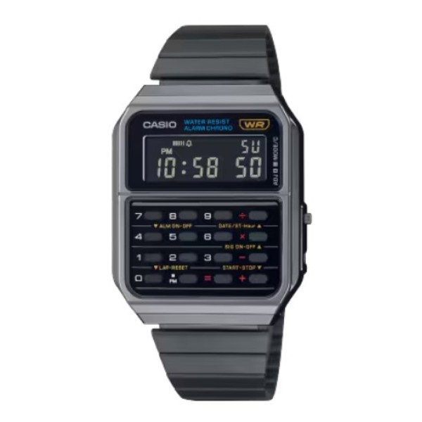 Casio Vintage Calculator Black Strap Stainless Steel Digital Watch for Men - CA-500WEGG-1BDF