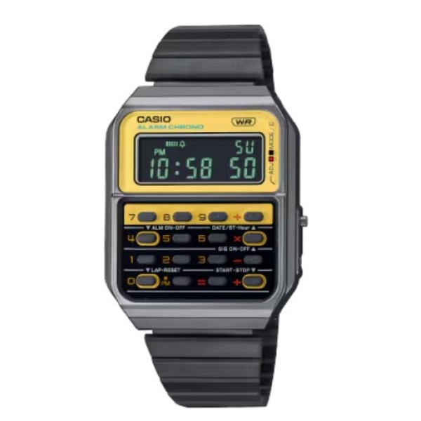 Casio Vintage Calculator Black Strap Stainless Steel Digital Watch for Men - CA-500WEGG-9BDF