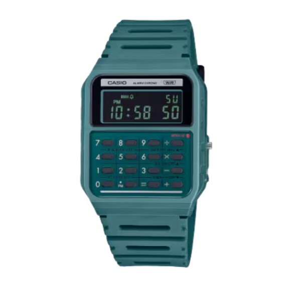 Casio Vintage Calculator Green Strap Resin Band Digital Watch for Unisex - CA-53WB-3BDF