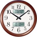 Rhythm LCD Wooden Wall Clock - CFG901NR06