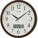 Rhythm LCD Calender Wooden Frame Wall Clock - CFG903NR06