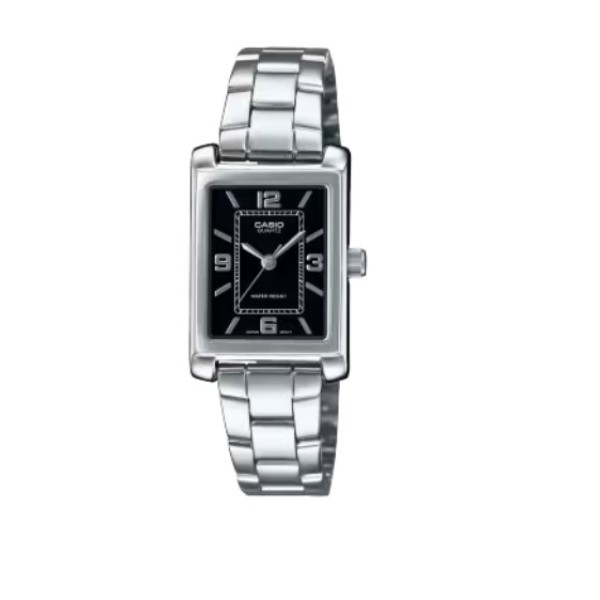 Casio Standard Black Dial Stainless Steel Analog Watch for Women - LTP-1234DD-1ADF