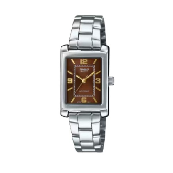 Casio Standard Brown Dial Stainless Steel Analog Watch for Women - LTP-1234DD-5ADF