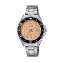 Casio Peach Dial Stainless Steel Watch for Unisex - MDV-10D-4A2VDF