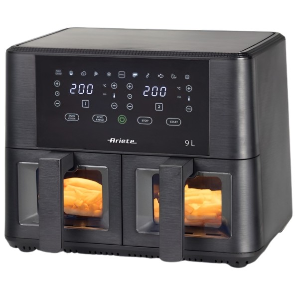 Ariete 2400Watts, 9 Liters, Dual Air Fryer, Black - MOD4631