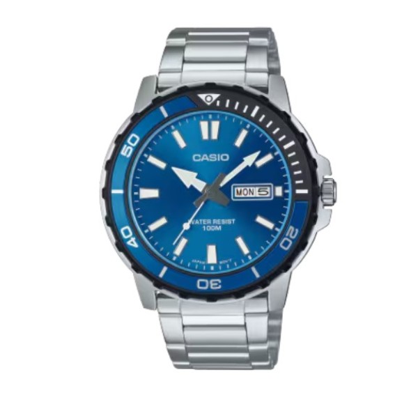 Casio Standard Blue Dial Stainless Steel Watch for Men - MTD-125D-2A1VDF