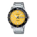 Casio Standard Yellow Dial Stainless Steel Watch for Men - MTD-125D-9AVDF