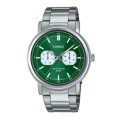 Casio Green Dial Stainless Steel Band Analog Watch for Men - MTP-E335D-3EVDF