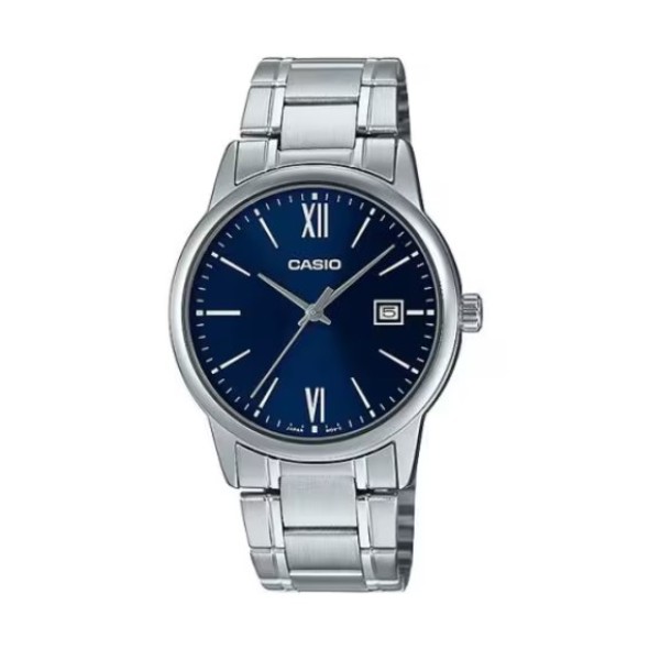 Casio Blue Dial Stainless Steel Band Analog Watch for Men - MTP-V002D-2B3UDF