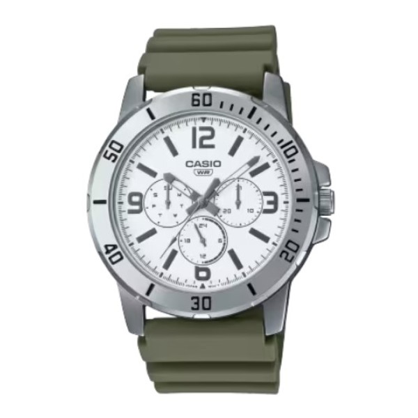 Casio Green Resin Band Analog Watch for Men - MTP-VD300-3BUDF