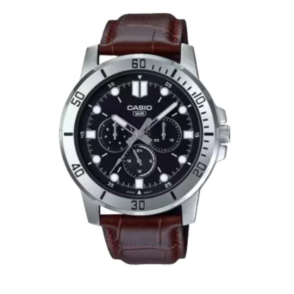 Casio Brown Leather Band Analog Watch for Men - MTP-VD300L-1EUDF
