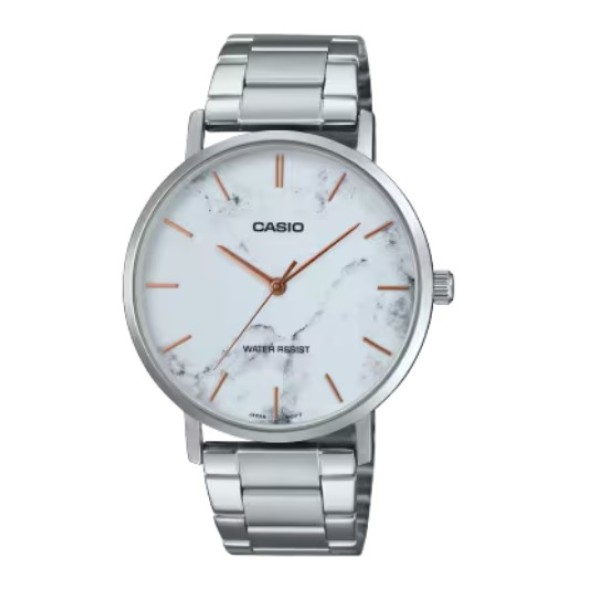 Casio White Dial Stainless Steel Band Analog Watch for Men - MTP-VT01DM-7AUDF