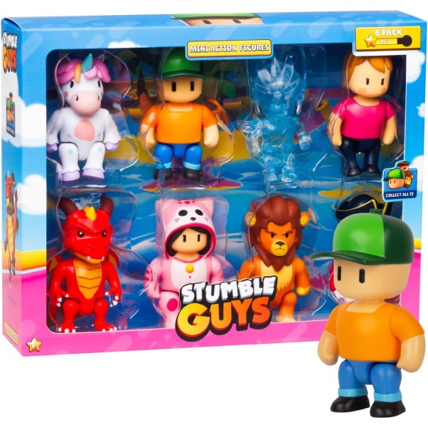 Stumble Guys Mini Action Fig 3" 8-PK Deluxe, Assorted - SG3008-T