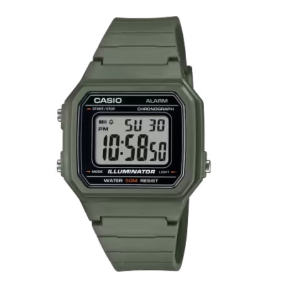 Casio Green Resin Band Digital Watch for Men - W-217H-3AVDF