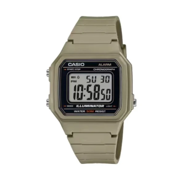 Casio Beige Resin Band Digital Watch for Men - W-217H-5AVDF