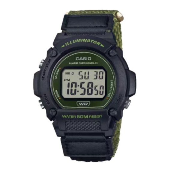 Casio Black Digital Fabric Strap Watch for Unisex - W-219HB-3AVDF