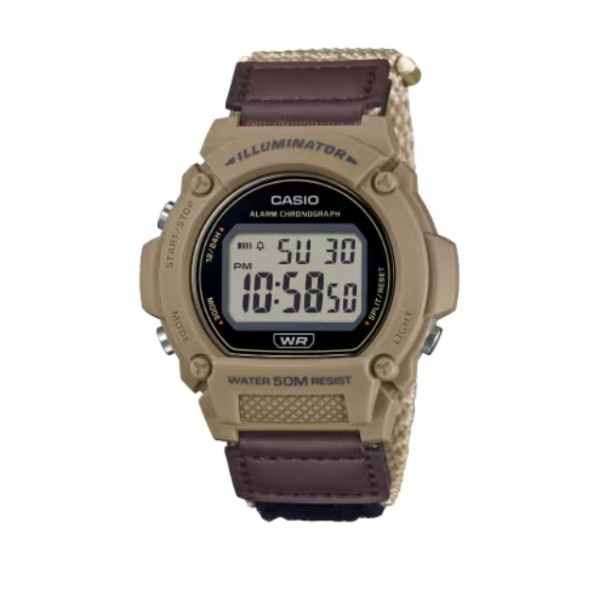 Casio Beige Digital Fabric Strap Watch for Unisex - W-219HB-5AVDF