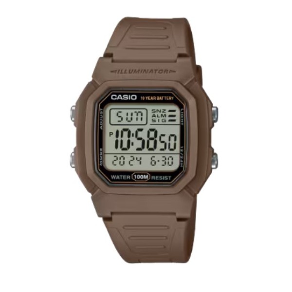 Casio Brown Silicone Strap Digital Watch for Unisex - W-800H-5AVDF