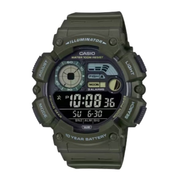 Casio General Digital Green Resin Strap Watch for Men - WS-1500H-3BVDF