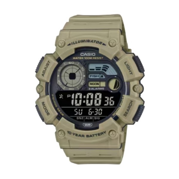 Casio General Digital Beige Resin Strap Watch for Men - WS-1500H-5BVDF