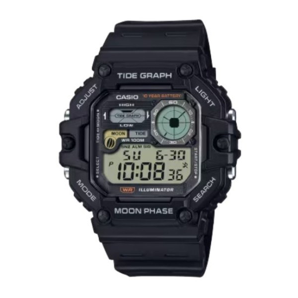 Casio Moon Phase Black Band Digital Watch for Unisex - WS-1700H-1AVDF