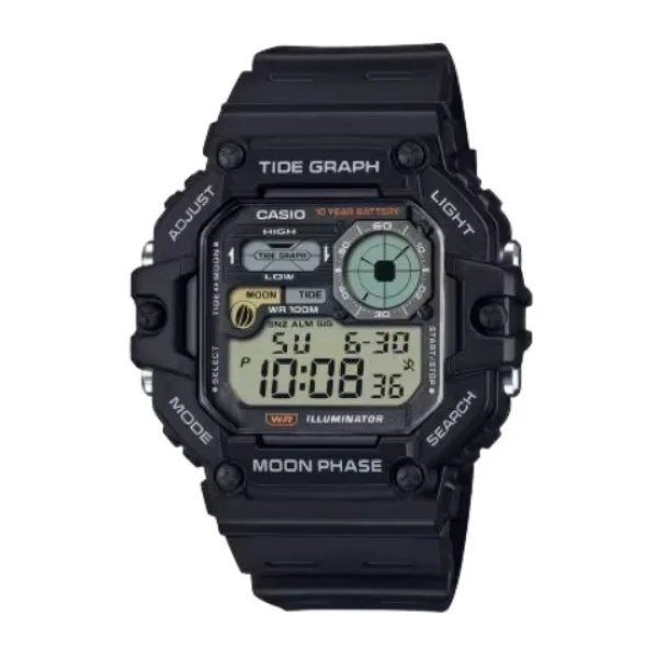 Casio Moon Phase Black Band Digital Watch for Unisex - WS-1700H-1AVDF