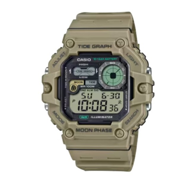 Casio Moon Phase Beige Band Digital Watch for Unisex - WS-1700H-5AVDF